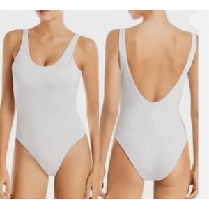 NWT Aqua Swim Silver 1PC Maillot Swimsuit 123424